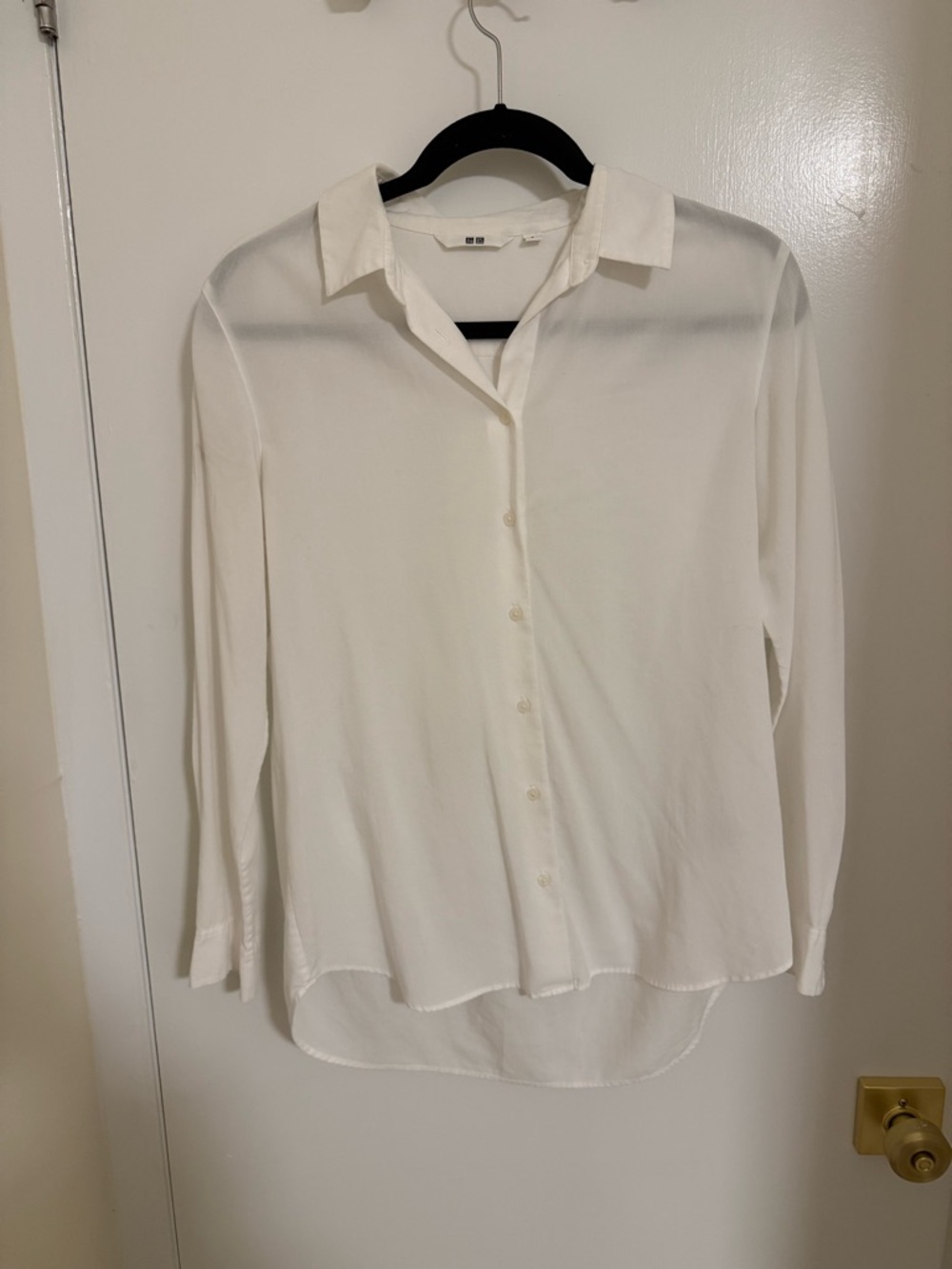 Uniqlo White Rayon-Blend Button Shirt